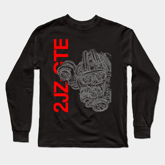 2JZ-GTE Supra MKIV Engine Long Sleeve T-Shirt by gaplexio